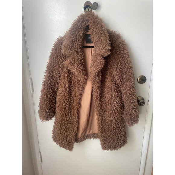 Zara Brown Teddy Bear Style Faux fur Coat - Picture 2 of 8